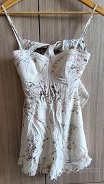 Tutina vestito pull & bear bianco a fiori