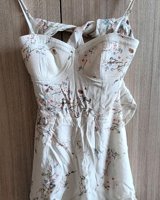 Tutina vestito pull & bear bianco a fiori