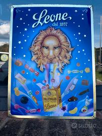 Targa tabella insegna vintage Leone pubblicitaria