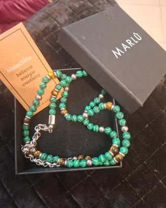 collana marlù malachite con occhi di tigre