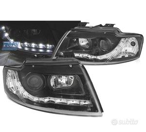 FARI AUDI A4 B6 00-04 LUCE DIURNA A LED FONDO NERO
