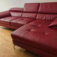 Divano angolare in pelle Rosso - angolo a dx