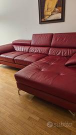 Divano angolare in pelle Rosso - angolo a dx
