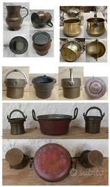 Lotto boccale rame ottone caraffa versatoio teiera