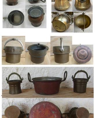 Lotto boccale rame ottone caraffa versatoio teiera