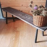 Panca rustica antica da fattoria, legno massello 