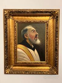 Dipinto a olio Padre Pio - Luigi Seme con cornice