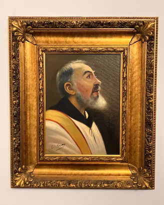 Dipinto a olio Padre Pio - Luigi Seme con cornice