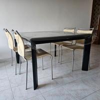 Tavolo allungabile in legno nero lucido