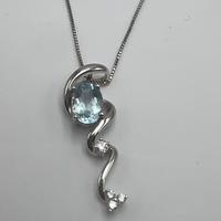 COLLANA ORO DIAMANTI ACQUAMARINA