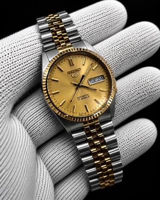 Vintage Seiko 5 Automatic 7009-3111 Two Tone Gold