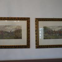 Coppia di stampe inglesiin cornici dorate vintage