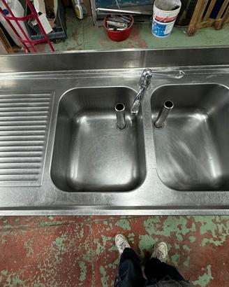 Lavandino acciaio inox  2 vasche professionale