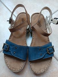 sandali blu in vera pelle n39