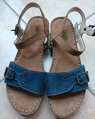 sandali blu in vera pelle n39
