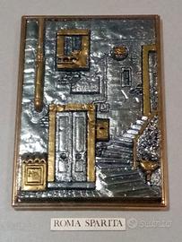 Quadro dal tema "Roma Sparita". In argento 925. 