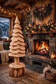 Albero di Natale in legno di cirmolo intagliato