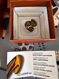 Anello ambra e argento