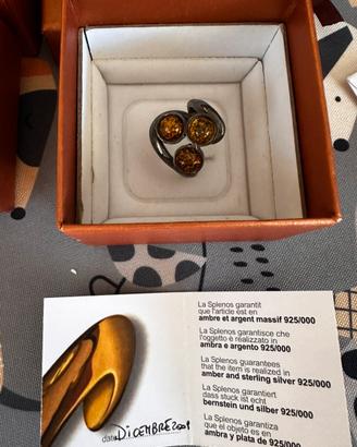 Anello ambra e argento