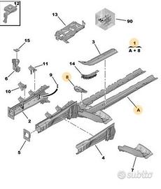 Lungherone telaio dx peugeot citroen opel