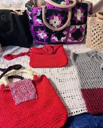Borse cappelli cotone e lana a mano