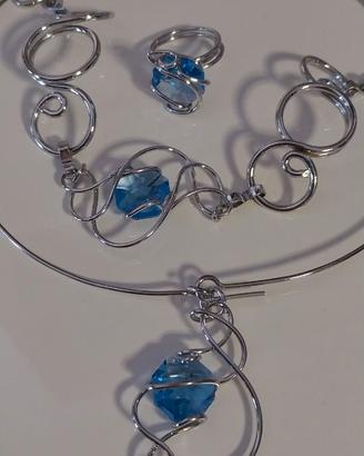 Set Gioielli Artigianali Wire‑Wrapped e Pietra Blu