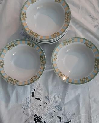 Ciotole-Piattini porcellana(6pz)decorate ai frutti