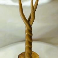 Candela a torciglione a 3 stoppini su base legno