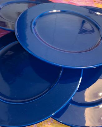 Set 5 sottopiatti in ceramica blu cobalto