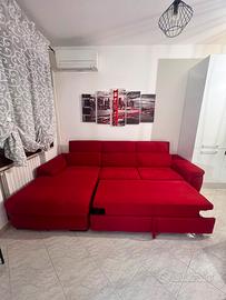 Divano letto angolare usato- Rosso moderno