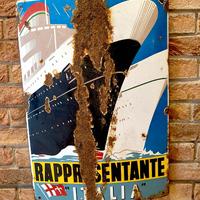 ITALIA NAVIGAZIONE RARA INSEGNA  150 TARGA TABELLA