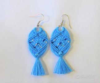 Orecchini a macramé fatti a mano. Sped. gratuita