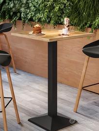 Tavolo alto 70x70 cm con piano rovere e struttura