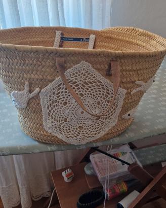 Borsa di paglia con crochet