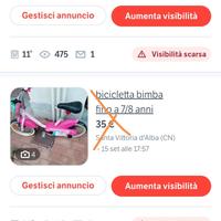 bici bimba fino a 7/8 anni scontato