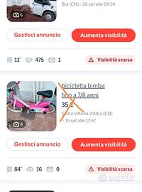 bici bimba fino a 7/8 anni scontato