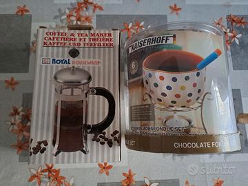 Set per fonduta di cioccolato e macchina per caffe