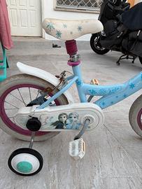 Bicicletta bambina Frozen azzurra/rosa con rotelle