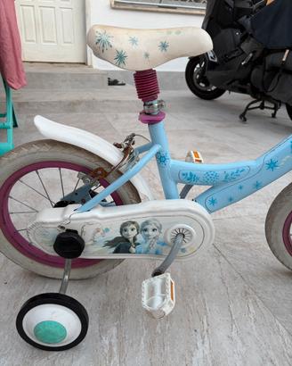 Bicicletta bambina Frozen azzurra/rosa con rotelle