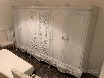 Armadio Legno Bianco - 6 ante con cassetti