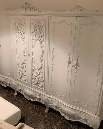 Armadio Legno Bianco - 6 ante con cassetti