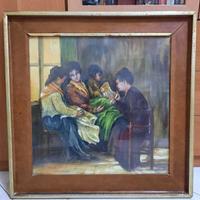 Quadro su tela - Le filatrici di canapa