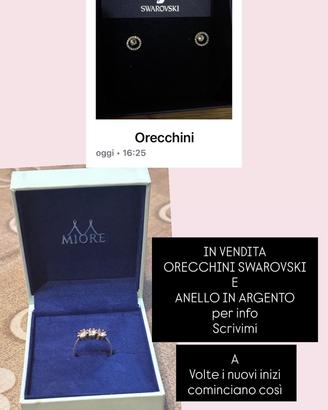 Orecchini Swarovski  anello argento