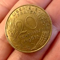 Moneta 20 Centimes Francia 1967 - Marianne