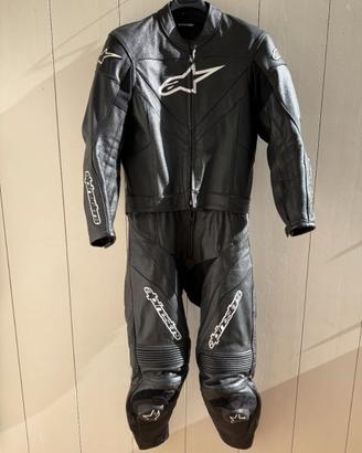 Tuta Completa Pelle Nera Alpinestars - Misura 52
