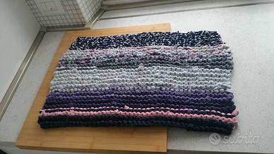 Tappetino cotone fasce multicolor blu azzurro viol