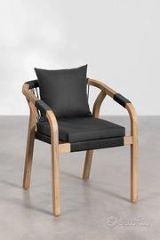 N.4 SEDIE CON BRACCIOLI IN LEGNO DI ACACIA