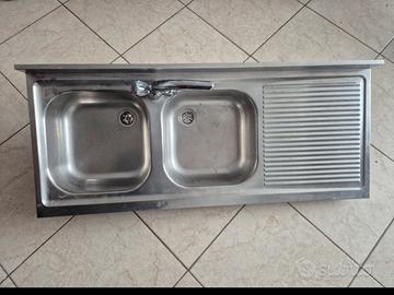 Lavandino cucina doppia vasca inox 120cm