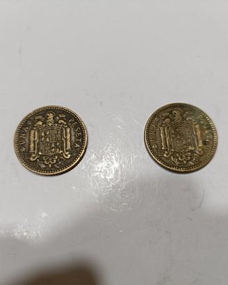 Coppia Monete 1 Peseta 1963 Spagna 