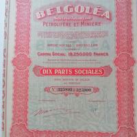 BELGOLEA Soc.petrolifere et miniere - Scripofilia